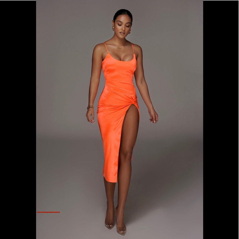 Orange midi dress